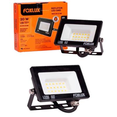 Kit 2 Refletor Led 20w 3000k Preto Bivolt Foxlux