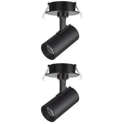 2 Spot Direcionável Embutir 7w Preto Bivolt 6500k Foxlux