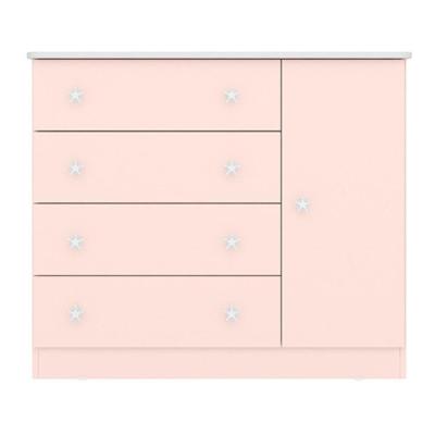 Cômoda Com 4 Gavetas Ravena Rosa Acetinado