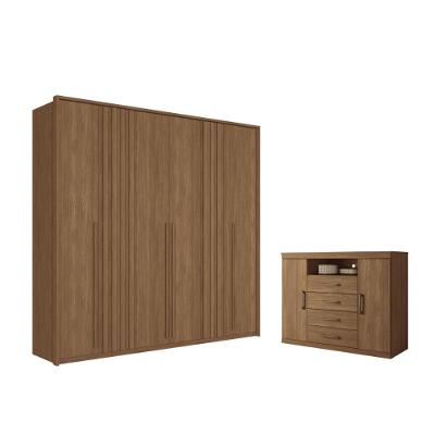 Kit Guarda Roupa 6 Portas E Cômoda Jack Jatoba