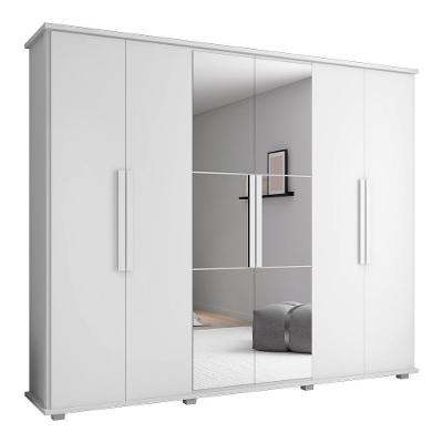 Roupeiro 6 Portas Bérgamo Branco Com Espelho