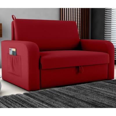 Sofá Cama Com Baú 2 Lugares Raheny Veludo Maserati Vermelho