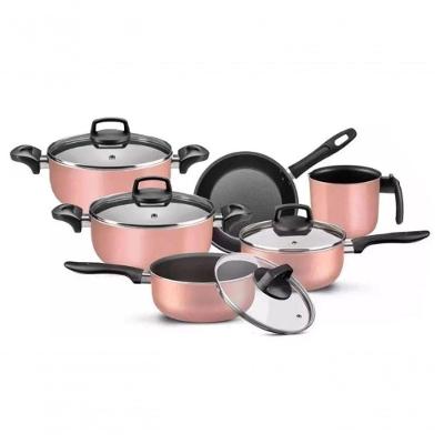 Jogo De Panelas Rosa Claro 5 Pc La Cousine Antiaderente
