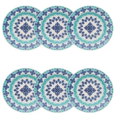 Jogo Pratos De Sopa 6 Pc Em Ceramica Alto Brilho Green Garden 22cm