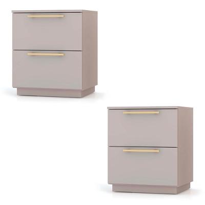 Mesa De Cabeceira 2 Gavetas 50cm Kit 2 Dubai Fendi - Vila Rica