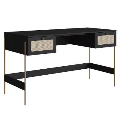 Mesa Escrivaninha Home Office Pé Metal Arlo A10 Nero/dourado - Mpozenato