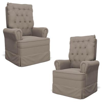 Kit 02 Poltronas De Amamentação E Descanso Com Balanço Laís G05 Veludo Areia - Mpozenato
