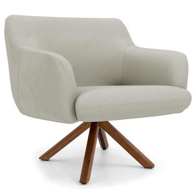 Poltrona Decorativa Giratória Base Giromad Madeira Jade C-26 Corano Bege - Domi