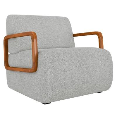 Poltrona Decorativa Orgânica Para Sala Belarus Z08 Boucle Cinza Claro - Mpozenato