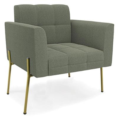Poltrona Para Sala Pés Metálicos Dourado Ana Bouclé Menta - Ibiza