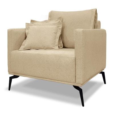 Poltrona Para Sala Pés De Metal Vecchia S06 Linho Dourado - Mpozenato