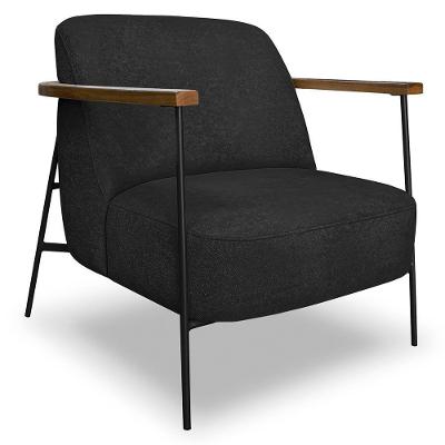 Poltrona Para Sala Pés Metálicos Ellen S06 Boucle Preto - Mpozenato