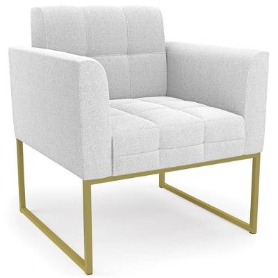 Poltrona Para Sala Base Industrial Dourado Ana Bouclé Off - Ibiza