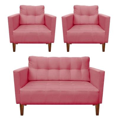 Kit Sofá Retrô 2 Lugares E 02 Poltronas Rose