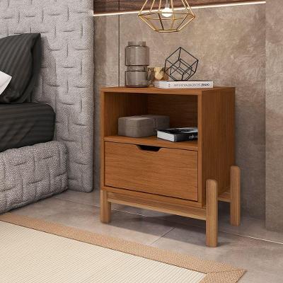 Mesa De Cabeceira Antares Essenziale Com 1 Gaveta 52cm Cedro