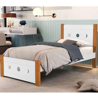 Cama Solteiro Padrão 100% Mdf Decorativa Resistente Estrado Madeira Branco/nature