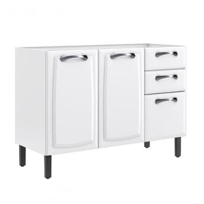 Balcão Itatiaia Em Aço New Premium 3 Portas 2 Gavetas Sem Tampo Branco