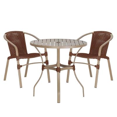 02 Cadeiras Floripa E Mesa Roma 80cm Fendi Trama Original Marrom