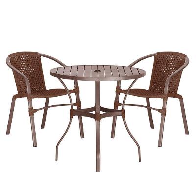 02 Cadeiras Floripa E Mesa Roma 100cm Marrom Trama Original Marrom