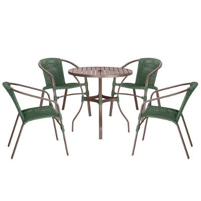 04 Cadeiras Floripa E Mesa Roma 100cm Marrom Trama Original Verde