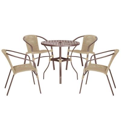 04 Cadeiras Floripa E Mesa Roma 100cm Marrom Trama Original Rami