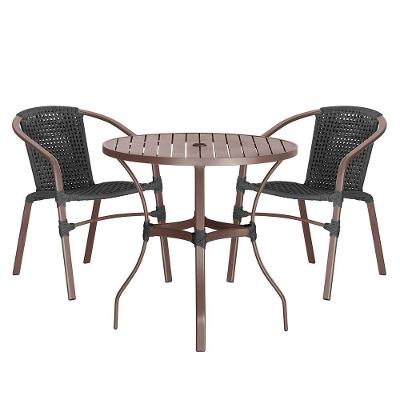 02 Cadeiras Floripa E Mesa Roma 100cm Marrom Trama Original Preto