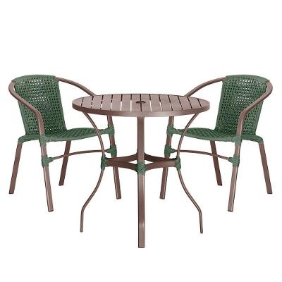 02 Cadeiras Floripa E Mesa Roma 100cm Marrom Trama Original Verde