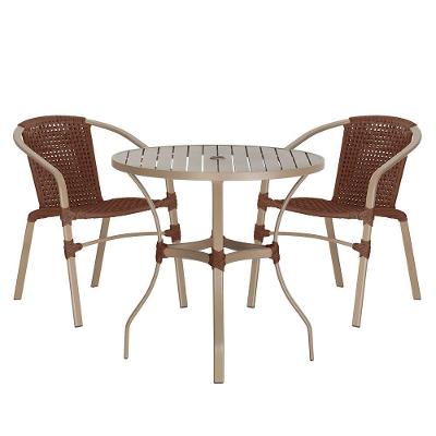 02 Cadeiras Floripa E Mesa Roma 100cm Fendi Trama Original Marrom