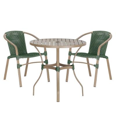 02 Cadeiras Floripa E Mesa Roma 100cm Fendi Trama Original Verde