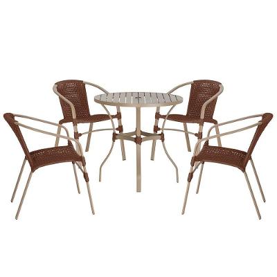 04 Cadeiras Floripa E Mesa Roma 100cm Fendi Trama Original Marrom