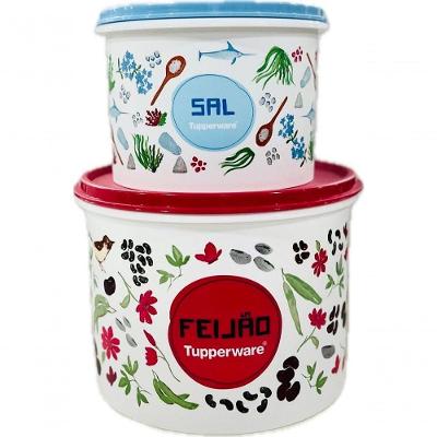 Tupperware Kit 2 Peças Porta Feijão E Sal Floral