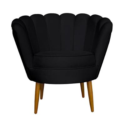 Poltrona Petala Para Sala Tv E Recepção - Leo Decor Preto