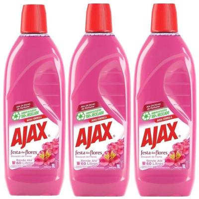 Kit 3 Limpador Ajax Festa Das Flores Bouquet De Flores 1 Litro