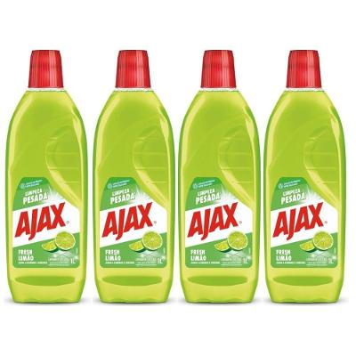 Kit 4 Limpador Ajax Fresh Limão Limpeza Pesada 1 Litro