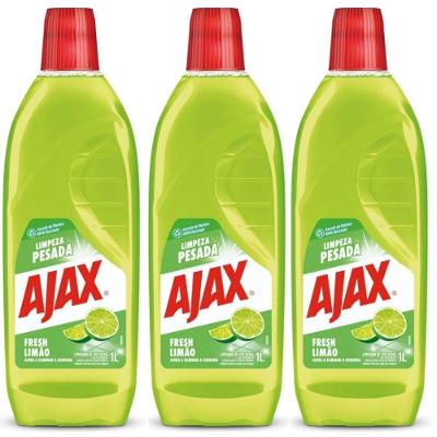 Kit 3 Limpador Ajax Fresh Limão Limpeza Pesada 1 Litro