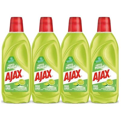 Kit 4 Limpador Ajax Fresh Limão Limpeza Pesada 500ml