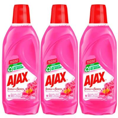 Kit 3 Limpador Ajax Festa Das Flores Bouquet De Flores 500ml