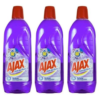 Kit 3 Limpador Ajax Festa Das Flores Lavanda 1 Litro