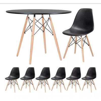 Conjunto De Mesa Redonda Eames 120cm Preto E 6 Cadeiras Eiffel Dsw Preto