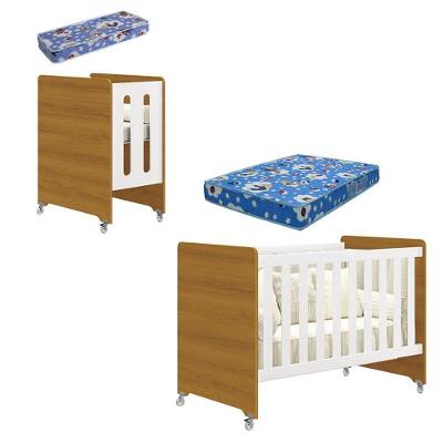 Berço Americano Evolution 4 Em 1 Branco Acetinado Savana Com Colchão Mini E Colchão Americano Ortobom - Reller