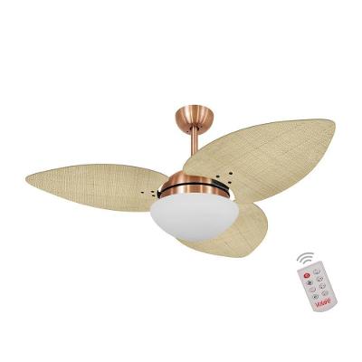 Ventilador De Teto Dormamu Cobre 3 Pás Palmae Natural 127v Com Controle
