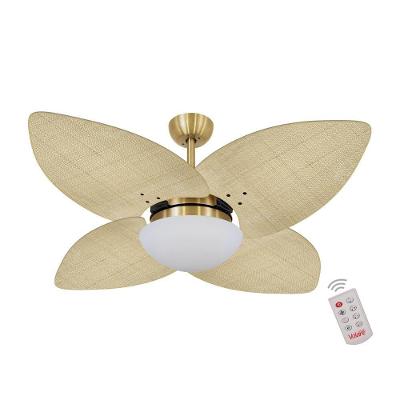 Ventilador De Teto Dormamu Dourado 4 Pás Palmae Natural 127v Com Controle