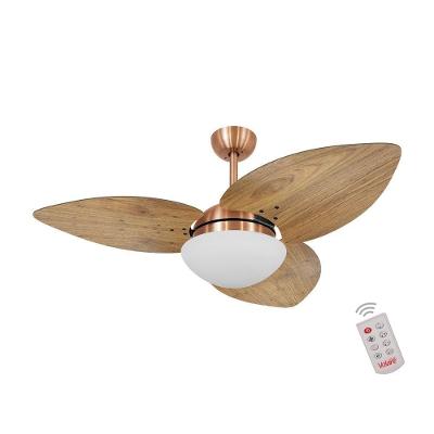 Ventilador De Teto Dormamu Cobre 3 Pás Rádica Freijó 220v Com Controle