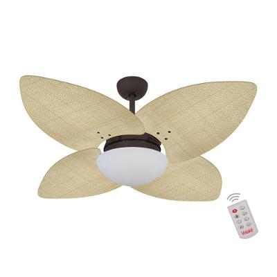 Ventilador De Teto Dormamu Marrom Texturizado 4 Pás Palmae Natural 127v Com Controle