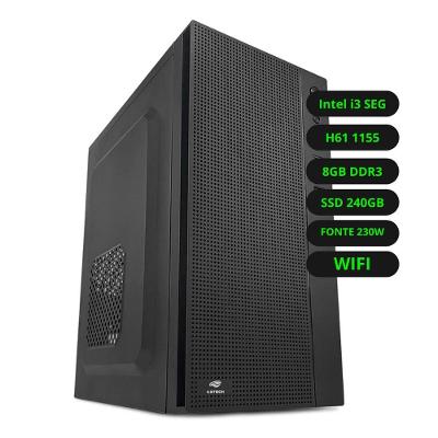 Computador Cpu Intel Core I3 Segunda Geração Placa Mãe H61 Memória Ram 8gb Ddr3 Ssd 240gb Wifi Fonte 230w Bivolt