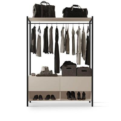 Closet Estilo Industrial Dallas 2 Gavetas Klm Móveis Preto Com Off White