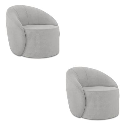 Poltrona Decorativa Orgânica Kit 2 Lua Suede Cinza D03 - D'rossi
