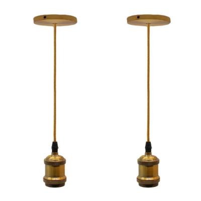 Kit 2 Lustres Pendentes Luminária Vintage Metal Dourado