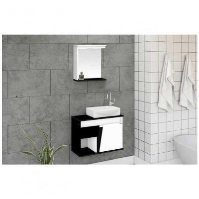 Kit Armario Banheiro Suspenso Sicilia 67cm Preto - Rorato