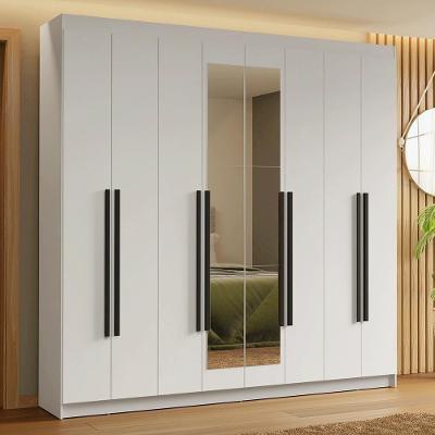 Guarda-roupa Casal 8 Portas Batentes Com Espelho Saturno Madesa Branco/preto